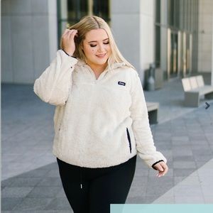 Zyia Cream Teddy 1/4 Zip Pocket Jacket